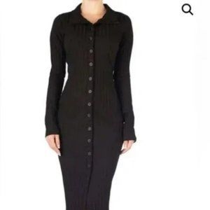 NWT Good American Ribbed Bodycon Long Sleeve Midi Dress, Size XL